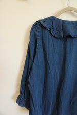 NEW Lauren Conrad Chambray Ruffle Blue Top | L