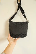 Coach Black Jacquard Signature Logo Adjustable Crossbody Bag