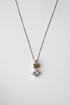 Sterling Silver Clear & Orange Stone Pendant Necklace