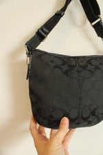 Coach Black Jacquard Signature Logo Adjustable Crossbody Bag