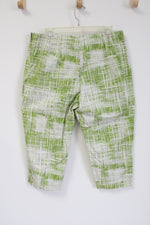 Talbots Green White Stretch Capri Pant | 14 Petite