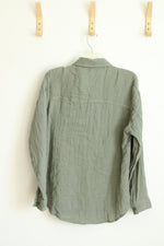 Aeropostale Sage Green Double-Gauze Button-Up Shirt | S