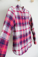 Old Navy The Classic Shirt Pink Plaid Button Down Shirt | XS