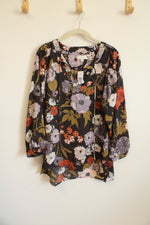 NEW LOFT Gray Floral Blouse | S