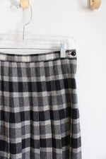 Vintage Personal Black & Gray Wool Blend Pleated Midi Skirt | 8