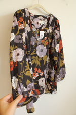 NEW LOFT Gray Floral Blouse | S
