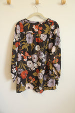 NEW LOFT Gray Floral Blouse | S