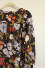 NEW LOFT Gray Floral Blouse | S