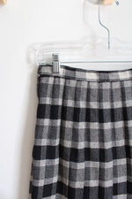 Vintage Personal Black & Gray Wool Blend Pleated Midi Skirt | 8