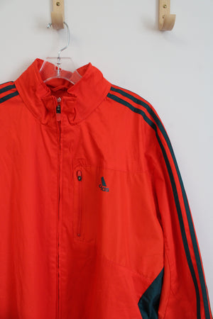 Adidas Red & Blue Stripe Full Zip Windbreaker Jacket | 2XL