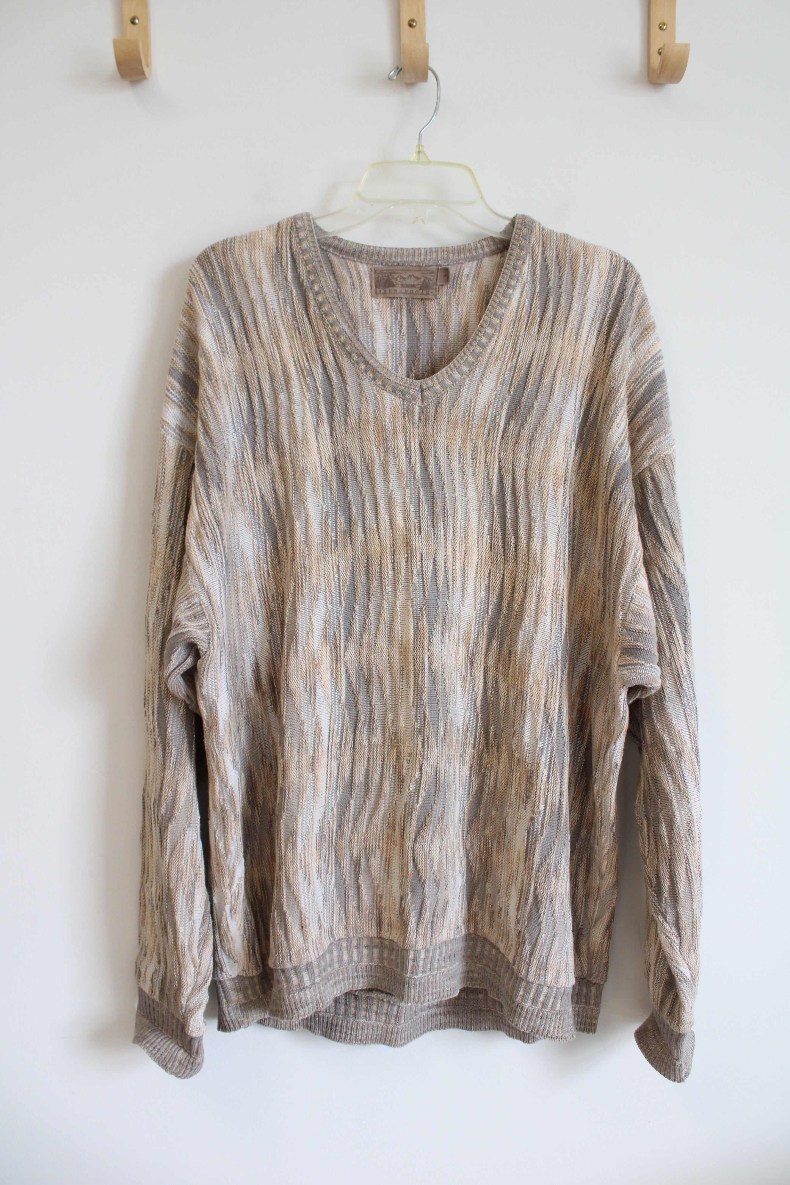 Shenandoah Vintage Gray Tan & White Knit Sweater | L