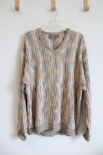 Shenandoah Vintage Gray Tan & White Knit Sweater | L