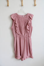 NEW Angashion Pink Swiss Dot Ruffled Romper | XL