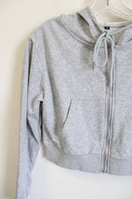 Gray Zip Up Crop Hoodie | XS