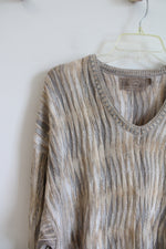 Shenandoah Vintage Gray Tan & White Knit Sweater | L