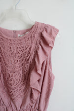 NEW Angashion Pink Swiss Dot Ruffled Romper | XL