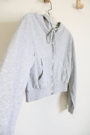 Gray Zip Up Crop Hoodie | XS