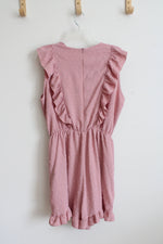 NEW Angashion Pink Swiss Dot Ruffled Romper | XL