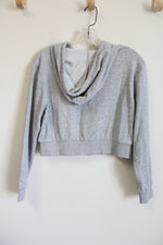 Gray Zip Up Crop Hoodie | XS