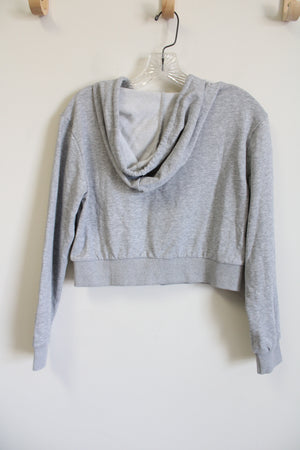 Gray Zip Up Crop Hoodie | XS