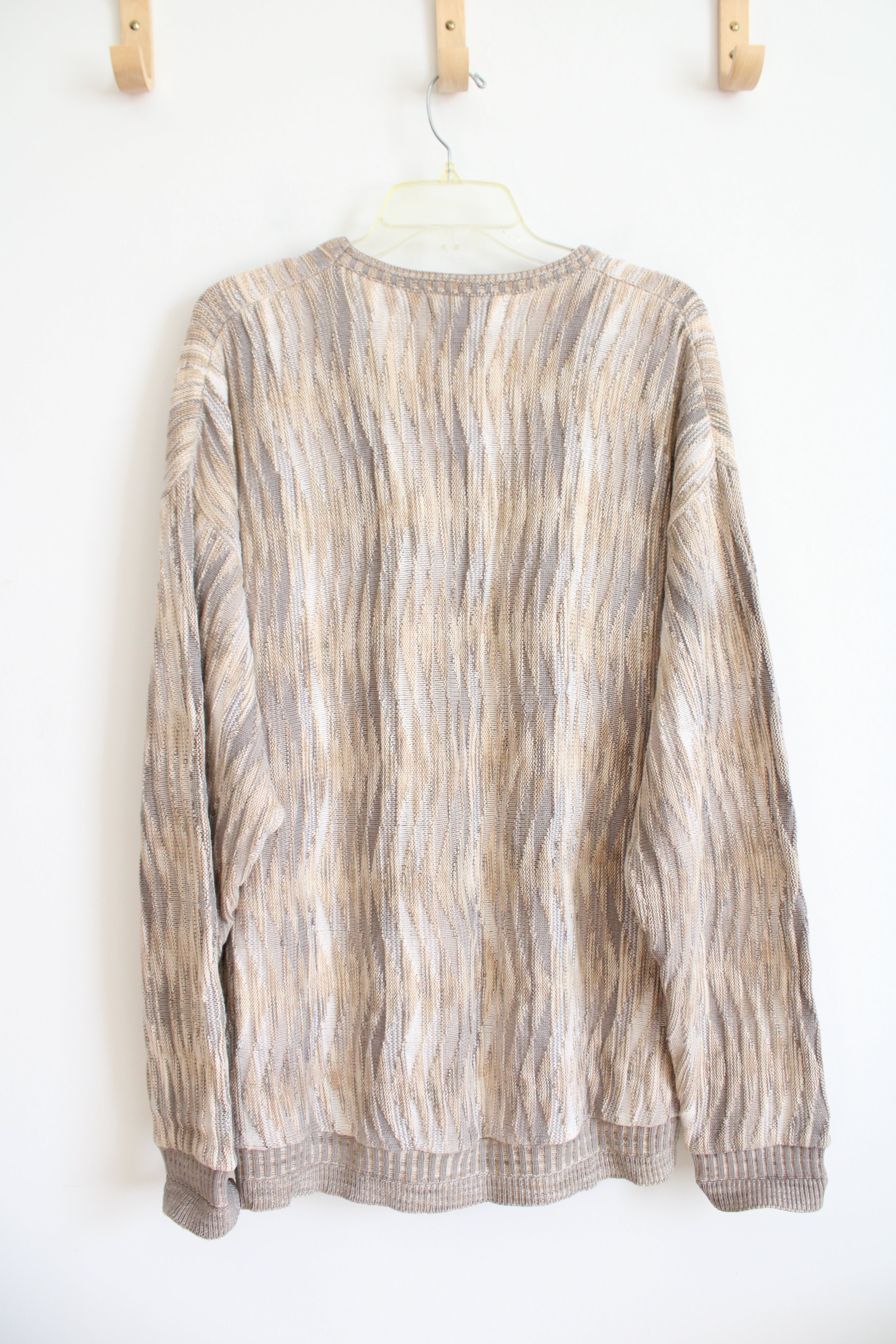 Shenandoah Vintage Gray Tan & White Knit Sweater | L