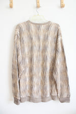 Shenandoah Vintage Gray Tan & White Knit Sweater | L