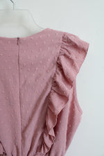 NEW Angashion Pink Swiss Dot Ruffled Romper | XL