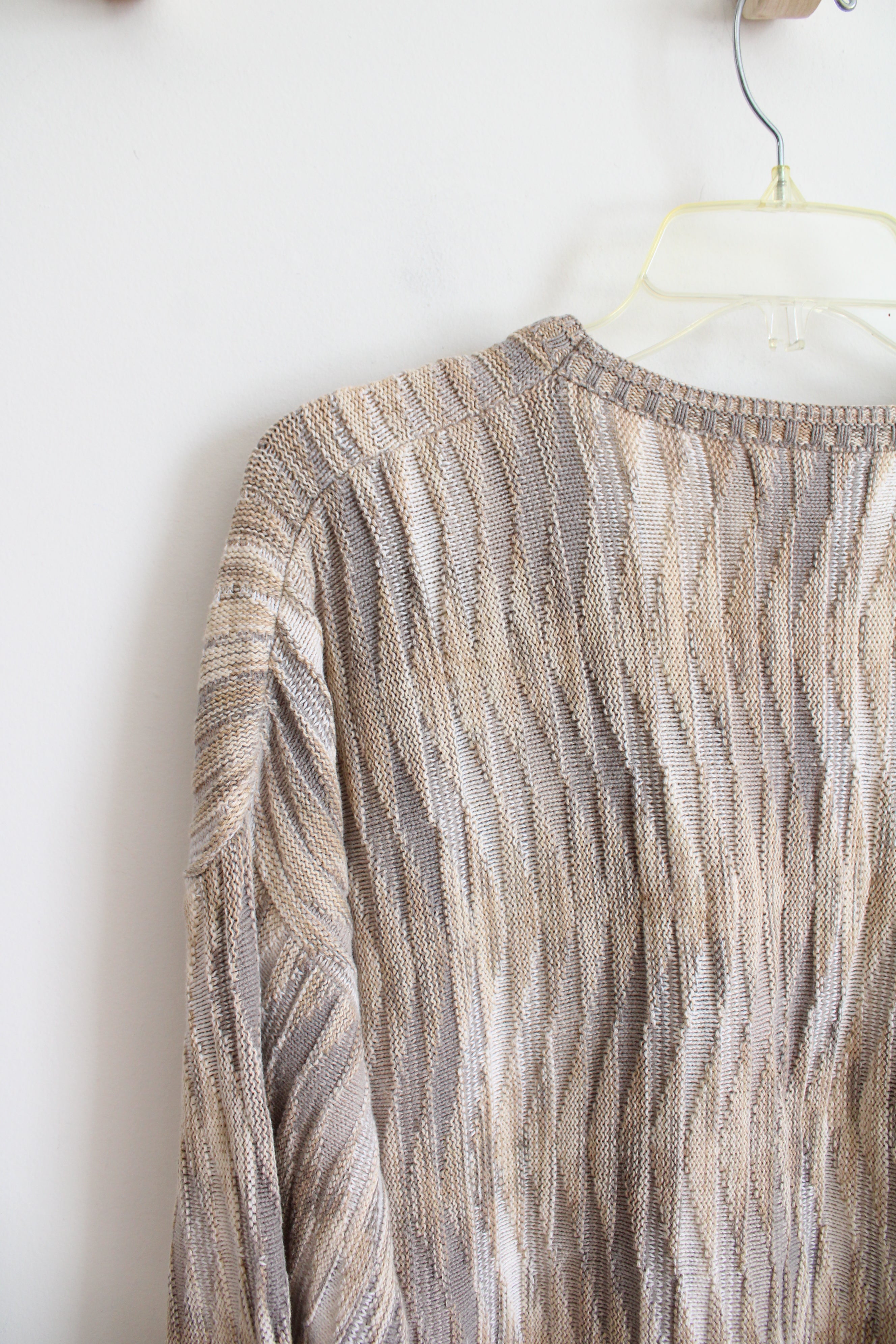 Shenandoah Vintage Gray Tan & White Knit Sweater | L