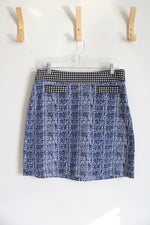 Cabi Blue Black & White Tweed Mini Skirt | 6