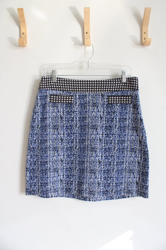 Cabi Blue Black & White Tweed Mini Skirt | 6