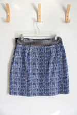 Cabi Blue Black & White Tweed Mini Skirt | 6