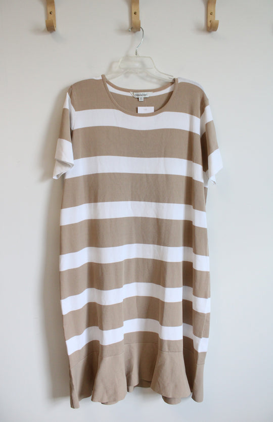 NEW Davi & Dani Tan & White Striped Knit Dress | 3XL