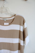 NEW Davi & Dani Tan & White Striped Knit Dress | 3XL
