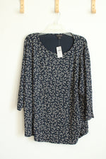 J.Jill Wearever Collection Deep Blue Floral Tunic Top | 3X