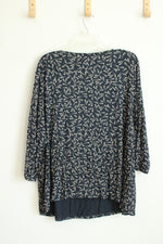 J.Jill Wearever Collection Deep Blue Floral Tunic Top | 3X