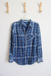 Maurices Long Sleeved Blue Plaid Button Down Shirt | S