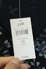 NEW J. Jill Blue Floral Polka Dot Colorblock Tunic Top | 3X