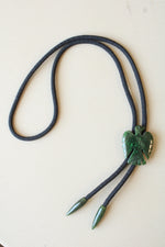 Carved Green Jade Eagle Bolo Tie Necklace