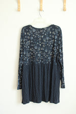 NEW J. Jill Blue Floral Polka Dot Colorblock Tunic Top | 3X