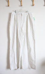 NEW Gap White & Blue Striped Linen Blend Wide Leg Pants | 16 Tall