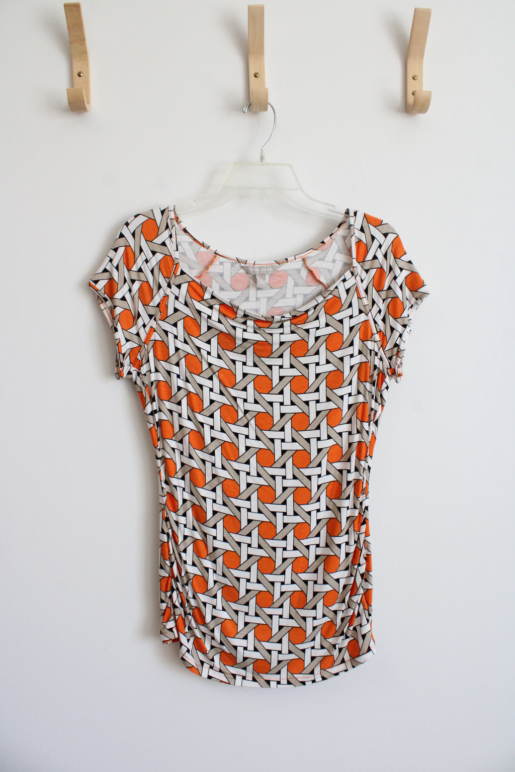 NEW Banana Republic White and Orange Patterned Top | S