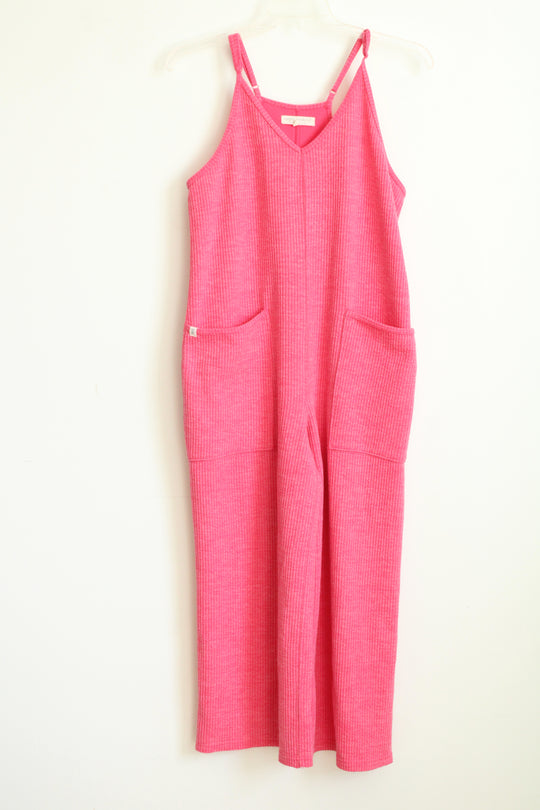 Simply Southern Pink Ribbed Corded Jumpsuit | M