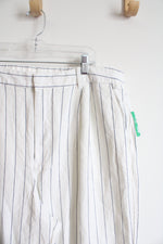 NEW Gap White & Blue Striped Linen Blend Wide Leg Pants | 16 Tall