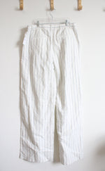 NEW Gap White & Blue Striped Linen Blend Wide Leg Pants | 16 Tall