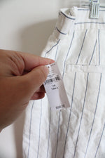 NEW Gap White & Blue Striped Linen Blend Wide Leg Pants | 16 Tall