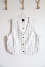 NEW Gap White & Blue Striped Linen Blend Vest | XL