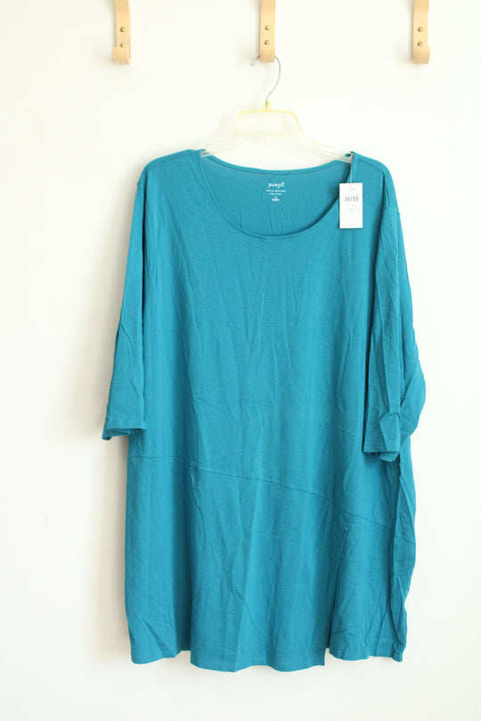 NEW Purejill Turquoise Scoop Neck Tunic Top | 3X