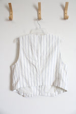 NEW Gap White & Blue Striped Linen Blend Vest | XL