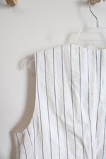 NEW Gap White & Blue Striped Linen Blend Vest | XL