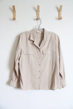 Lauren Lee Tan Cotton Blend Button Down Shirt | M